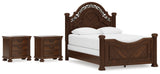 Lavinton Queen Poster Bed with 2 Nightstands in Brown from Ashley - Luna Furniture