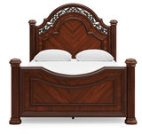 Lavinton Queen Poster Bed with Mirrored Dresser and 2 Nightstands in Brown from Ashley - Luna Furniture