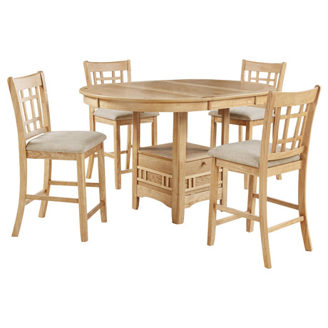Lavon Light Oak 5-Piece Oval Counter Height Dining Set from Coaster - Luna Furniture