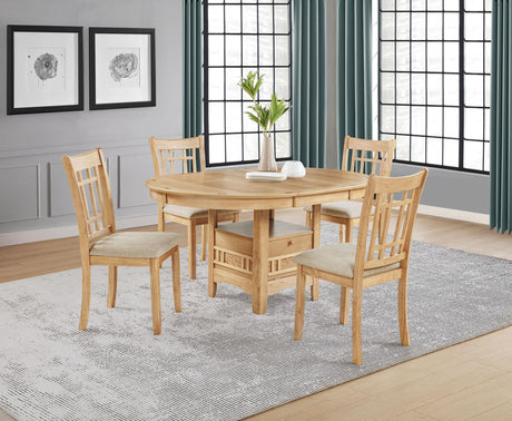 Lavon Light Oak 5-Piece Oval Extension Leaf Dining Set from Coaster - Luna Furniture
