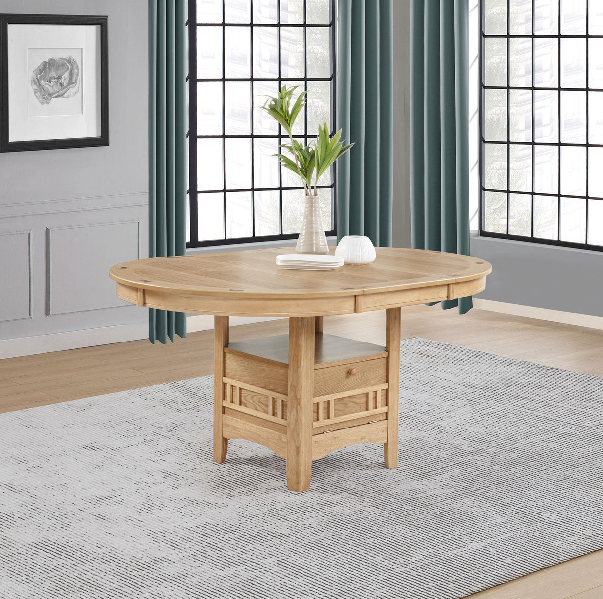Lavon Light Oak Oval 60-inch Wood Extension Leaf Dining Table from Coaster - Luna Furniture