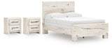 Lawroy Full Panel Bed with 2 Nightstands in Light Natural from Ashley - Luna Furniture