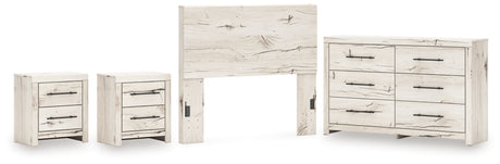 Lawroy Full Panel Headboard with Dresser and 2 Nightstands in Light Natural from Ashley - Luna Furniture