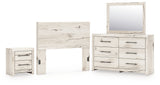 Lawroy Full Panel Headboard with Mirrored Dresser and Nightstand in Light Natural from Ashley - Luna Furniture