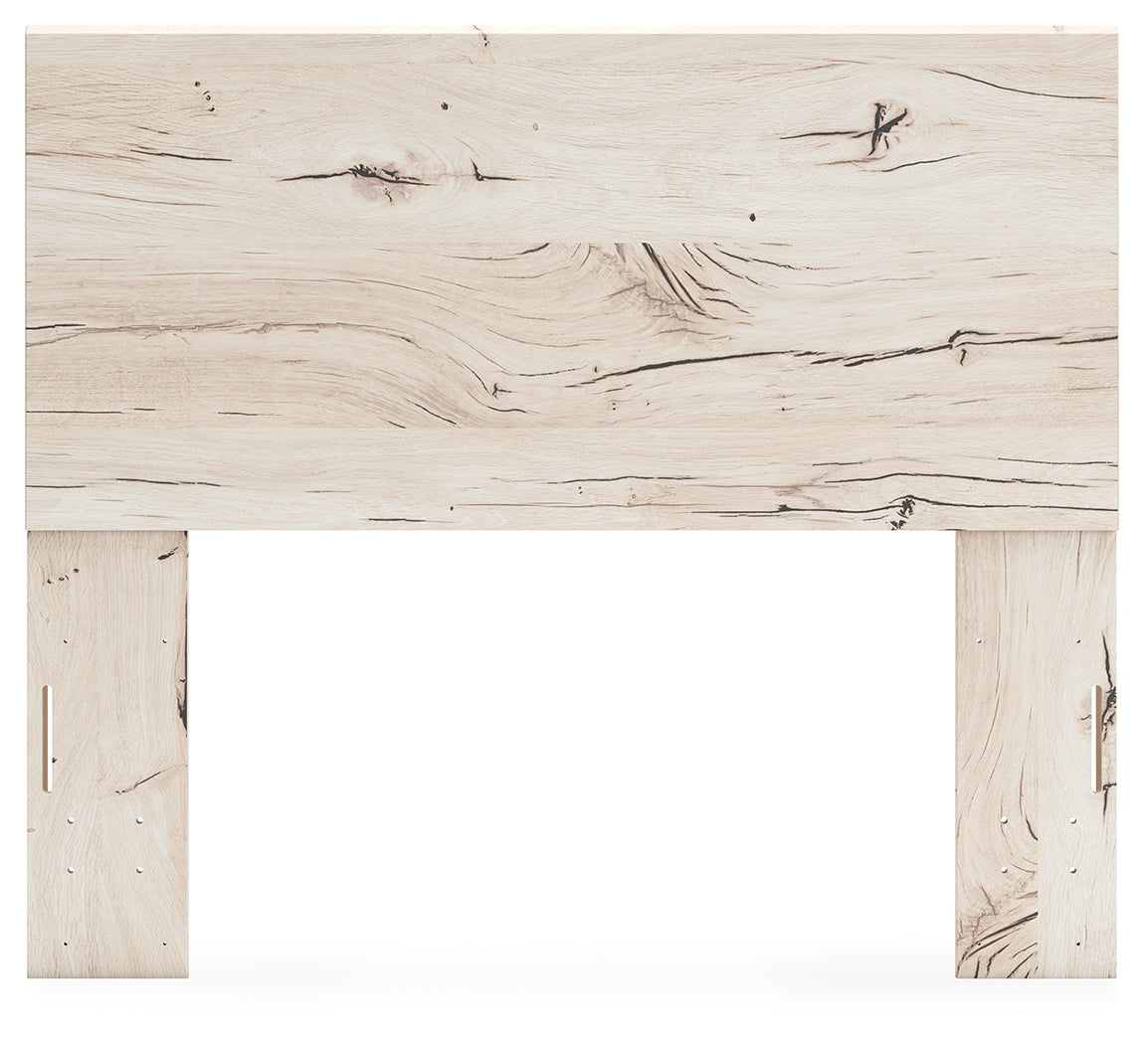 Lawroy Full Panel Headboard with Mirrored Dresser in Light Natural from Ashley - Luna Furniture