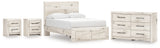 Lawroy Full Panel Storage Bed with Dresser and 2 Nightstands in Light Natural from Ashley - Luna Furniture