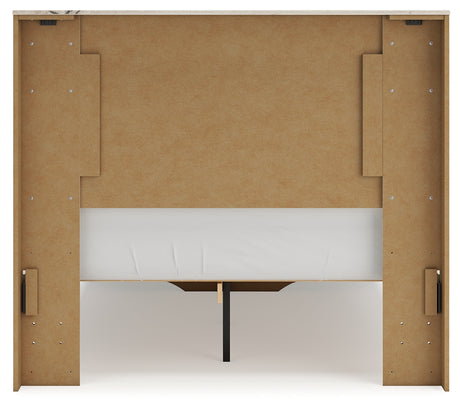 Lawroy Light Natural Twin Panel Bed with Storage with Mirrored Dresser and Chest from Ashley Furniture - Luna Furniture