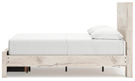 Lawroy Light Natural Twin Panel Bed with Storage with Mirrored Dresser and Chest from Ashley Furniture - Luna Furniture