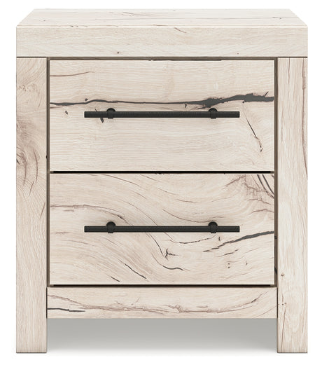 Lawroy Light Natural Twin Panel Bed with Storage with Mirrored Dresser and Chest from Ashley Furniture - Luna Furniture