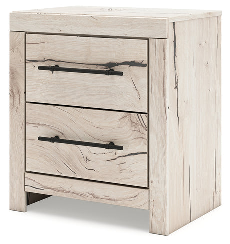 Lawroy Light Natural Twin Panel Bed with Storage with Mirrored Dresser and Chest from Ashley Furniture - Luna Furniture