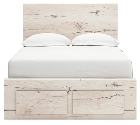 Lawroy Light Natural Full Panel Storage Bed with Mirrored Dresser and Chest from Ashley - Luna Furniture