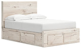 Lawroy Light Natural Full Panel Storage Bed with Mirrored Dresser and Chest from Ashley Furniture - Luna Furniture