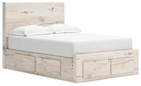 Lawroy Light Natural Full Panel Storage Bed with Mirrored Dresser and Chest from Ashley - Luna Furniture
