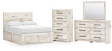 Lawroy Light Natural Full Panel Storage Bed with Mirrored Dresser and Chest from Ashley Furniture - Luna Furniture