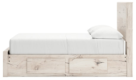 Lawroy Light Natural Full Panel Storage Bed with Mirrored Dresser and Chest from Ashley - Luna Furniture