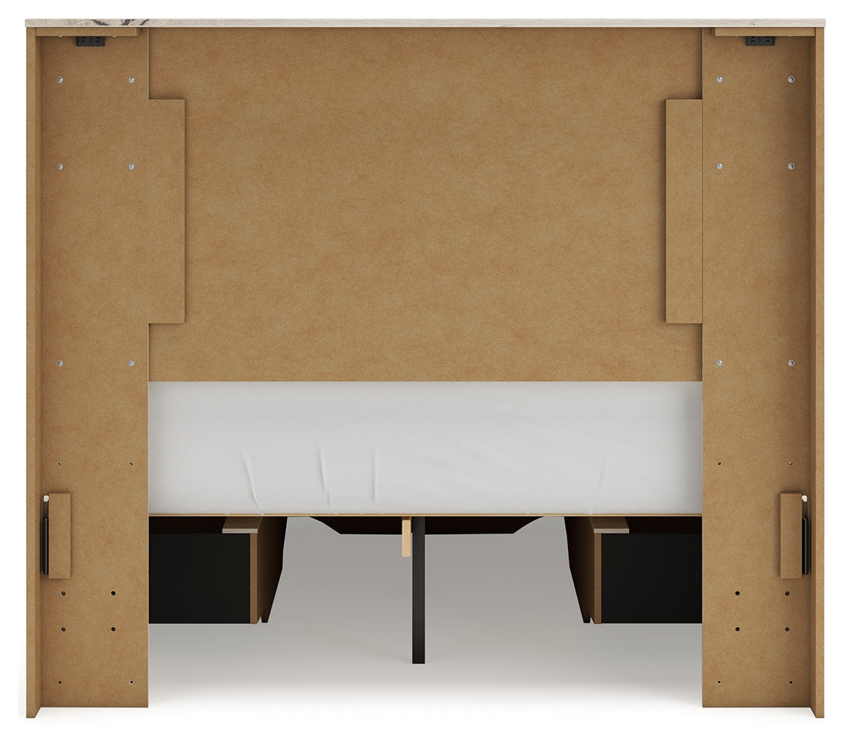 Lawroy Light Natural Full Panel Storage Bed with Mirrored Dresser and Chest from Ashley Furniture - Luna Furniture