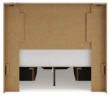 Lawroy Light Natural Full Panel Storage Bed with Mirrored Dresser and Chest from Ashley - Luna Furniture