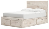 Lawroy Light Natural Full Panel Storage Bed with Mirrored Dresser and Chest from Ashley Furniture - Luna Furniture