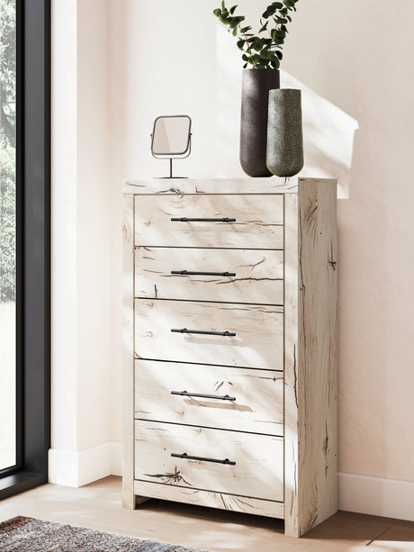 Lawroy Light Natural Full Panel Storage Bed with Mirrored Dresser and Chest from Ashley - Luna Furniture