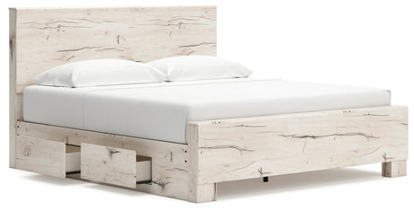 Lawroy Light Natural King Panel Bed with 2 Nightstands from Ashley - Luna Furniture