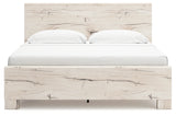 Lawroy King Panel Bed with Mirrored Dresser and Nightstand in Light Natural from Ashley - Luna Furniture