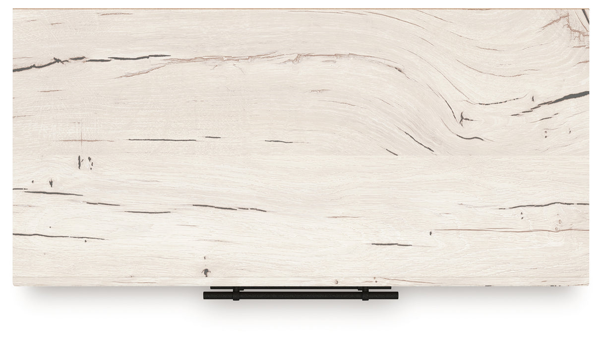 Lawroy Light Natural King Panel Bed with Mirrored Dresser, Chest and 2 Nightstands from Ashley - Luna Furniture