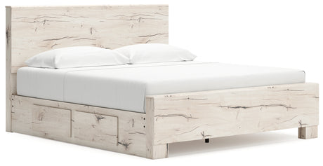 Lawroy Light Natural King Panel Bed with Mirrored Dresser, Chest and 2 Nightstands from Ashley - Luna Furniture