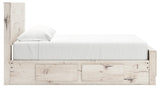 Lawroy Light Natural King Panel Bed with Mirrored Dresser, Chest and 2 Nightstands from Ashley - Luna Furniture
