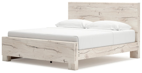 Lawroy King Panel Bed with Mirrored Dresser in Light Natural from Ashley - Luna Furniture