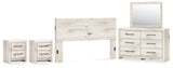 Lawroy King Panel Headboard with Mirrored Dresser and 2 Nightstands in Light Natural from Ashley - Luna Furniture