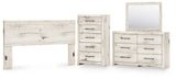 Lawroy King Panel Headboard with Mirrored Dresser and Chest in Light Natural from Ashley - Luna Furniture