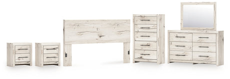 Lawroy King Panel Headboard with Mirrored Dresser, Chest and 2 Nightstands in Light Natural from Ashley - Luna Furniture
