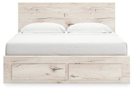 Lawroy King Panel Storage Bed with Dresser in Light Natural from Ashley - Luna Furniture