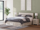 Lawroy Light Natural King Panel Storage Bed with Mirrored Dresser and Chest from Ashley - Luna Furniture