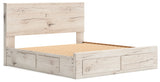 Lawroy Light Natural King Storage Platform Bed with 6 Drawers from Ashley - Luna Furniture