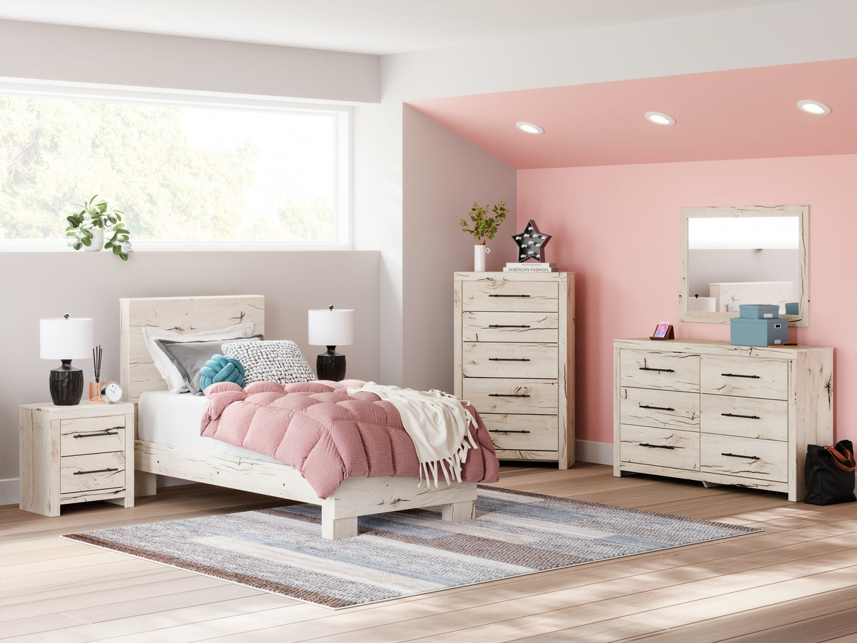 Lawroy Light Natural Twin Panel Bed from Ashley - Luna Furniture