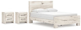 Lawroy Queen Panel Bed with 2 Nightstands in Light Natural from Ashley - Luna Furniture