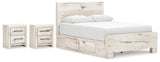 Lawroy Light Natural Queen Panel Bed with 2 Nightstands from Ashley - Luna Furniture