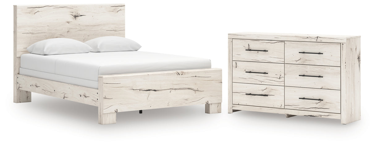 Lawroy Queen Panel Bed with Dresser in Light Natural from Ashley - Luna Furniture