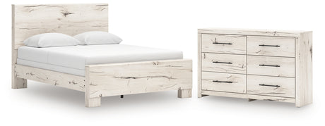 Lawroy Queen Panel Bed with Dresser in Light Natural from Ashley - Luna Furniture