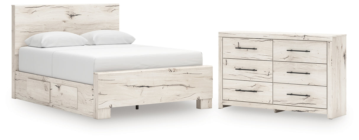 Lawroy Light Natural Queen Panel Bed with Dresser from Ashley - Luna Furniture