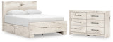 Lawroy Light Natural Queen Panel Bed with Dresser from Ashley - Luna Furniture