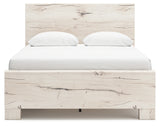 Lawroy Queen Panel Bed with Mirrored Dresser and Nightstand in Light Natural from Ashley - Luna Furniture