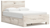 Lawroy Light Natural Queen Panel Bed with Mirrored Dresser, Chest and 2 Nightstands from Ashley - Luna Furniture