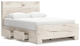 Lawroy Light Natural Queen Panel Bed with Mirrored Dresser, Chest and 2 Nightstands from Ashley - Luna Furniture