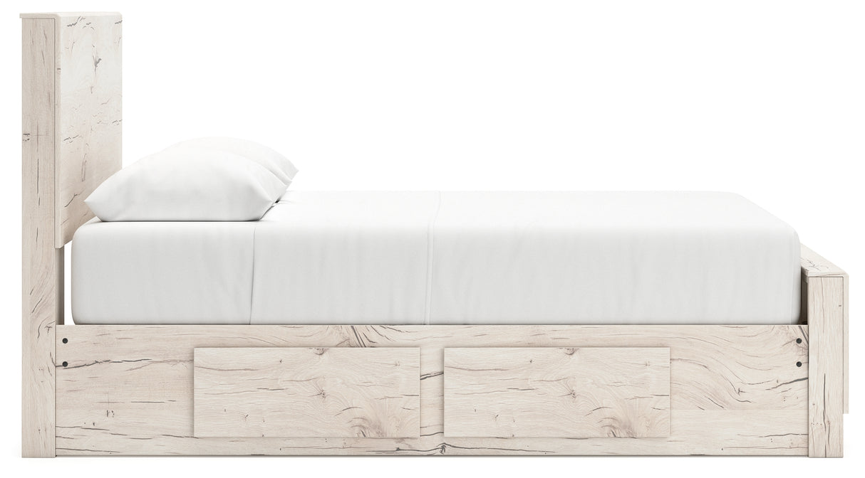 Lawroy Light Natural Queen Panel Bed with Mirrored Dresser, Chest and 2 Nightstands from Ashley - Luna Furniture