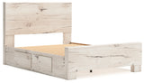 Lawroy Light Natural Queen Panel Bed with Mirrored Dresser, Chest and Nightstand from Ashley - Luna Furniture