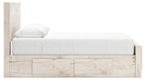 Lawroy Light Natural Queen Panel Bed with Mirrored Dresser, Chest and Nightstand from Ashley - Luna Furniture