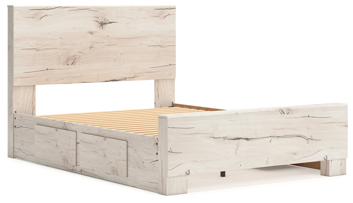 Lawroy Light Natural Queen Panel Bed with Mirrored Dresser, Chest and Nightstand from Ashley - Luna Furniture