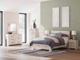 Lawroy Queen Panel Headboard with Mirrored Dresser in Light Natural from Ashley - Luna Furniture